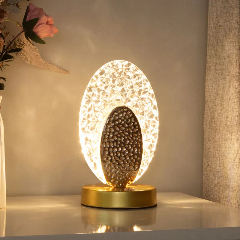 Stornfield | Lampe de table LED Crystal : Dimmable, Chargement USB, Contrôle Tactile & Télécommande