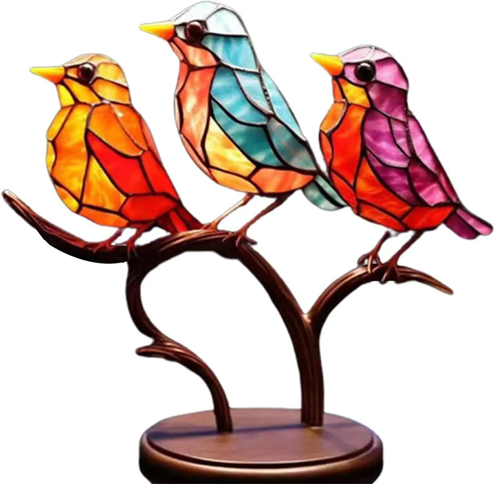 ElegantAviary | Colorful Birds on Branches Stornfield Desktop Ornaments