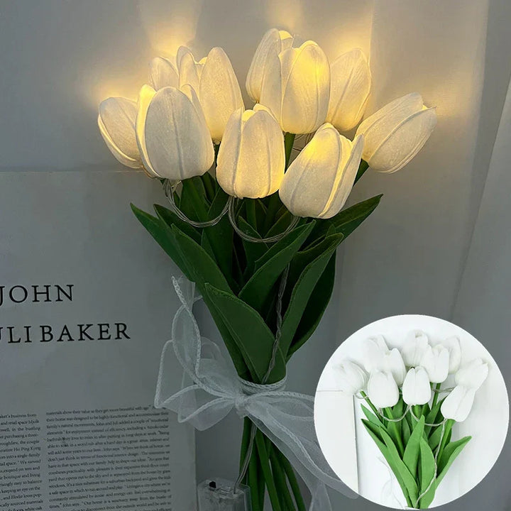 Stornfield | LED Lamp with Artificial Tulip Bouquet Perfect for Gifts or as Home Decorations for Wedding Parties