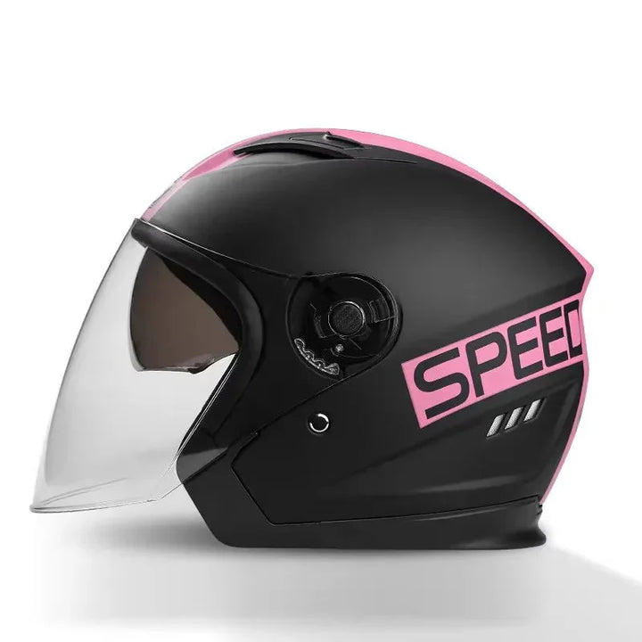 Stornfield | Retro 3/4 Open-Face Motorcycle Helmet with Dual Lens – AeroRide