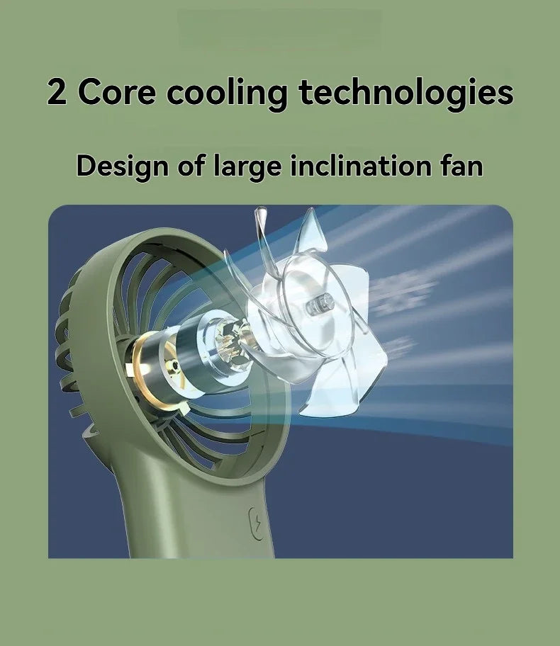 New Foldable USB Rechargeable Mini Fan | Handheld Desktop Fan with Cartoon Design & Hook for Outdoor, Home & Office Use | Stornfield
