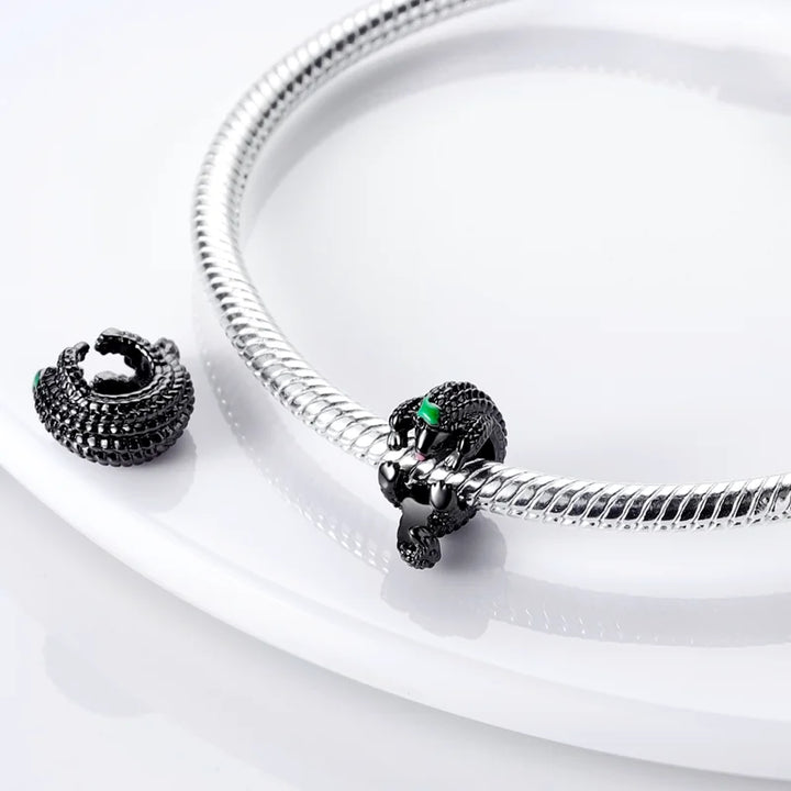 Stornfield | 925 Sterling Silver Charms, Leopard Gold Beads, Colorful Chameleon Rhino Lion Beetle Cat Pendant Compatible with Original Pandora Bracelet Jewelry