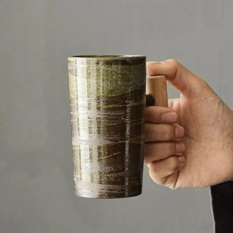 ScandiSip Ceramic Mug – Minimalist Scandinavian Design with Wooden Handle | Stornfield