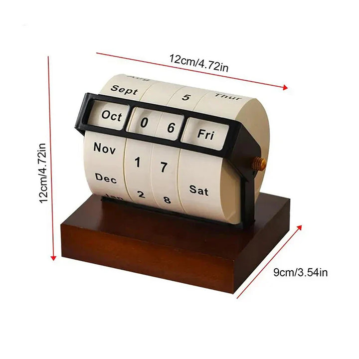 Mid-Century Rotating Wooden Perpetual Desk Calendar | Stornfield