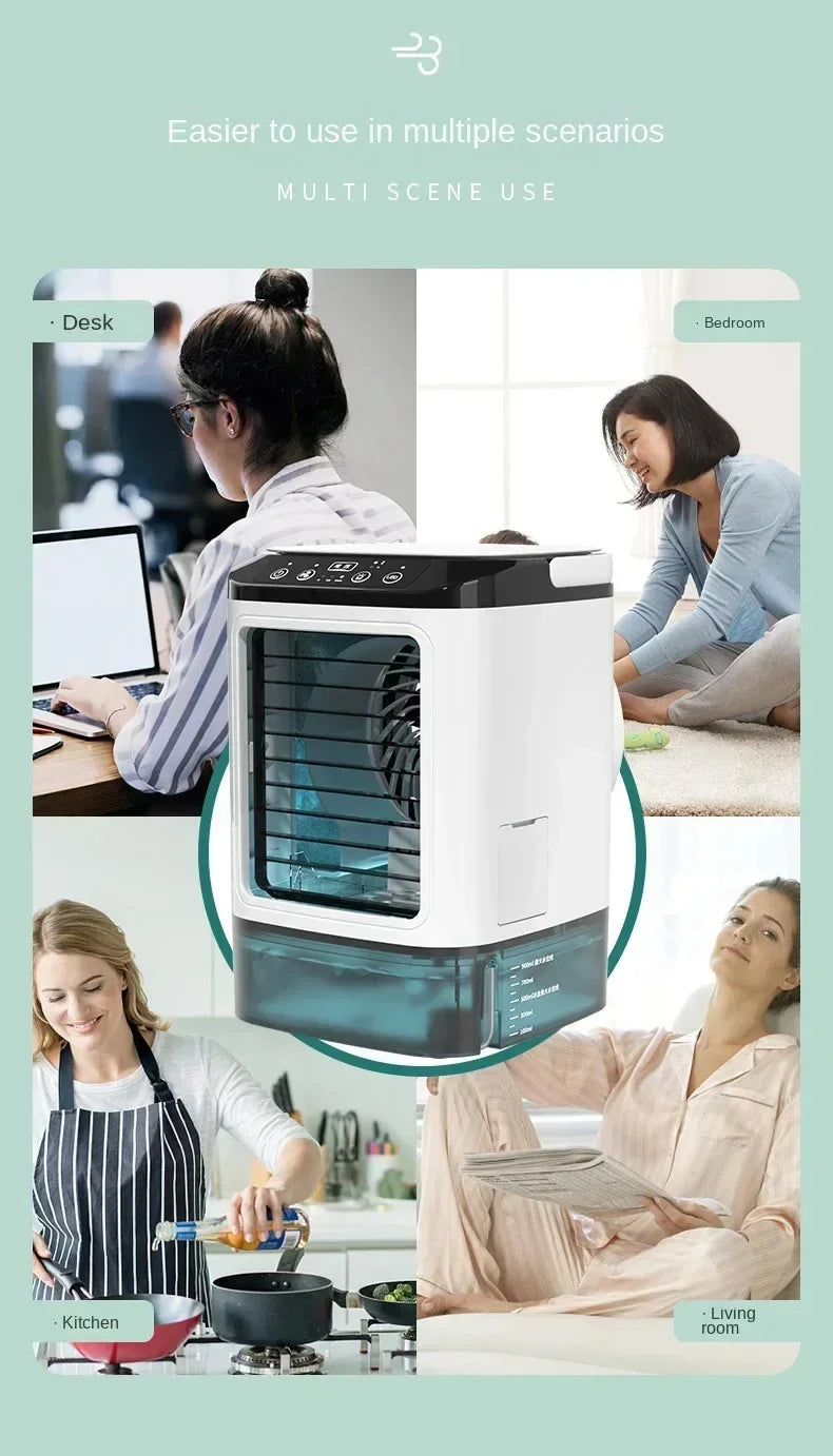 Portable Desktop Air Conditioner Fan – Dual Spray Ultrasonic Humidifier, 3-Speed Silent Air Cooler with Night Light for Home | Stornfield