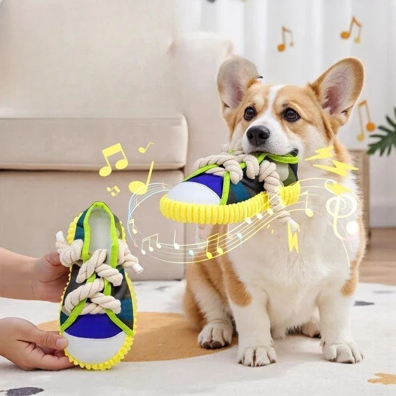 Stornfield Robust Dog Sneaker Toy with Rope and Squeaker