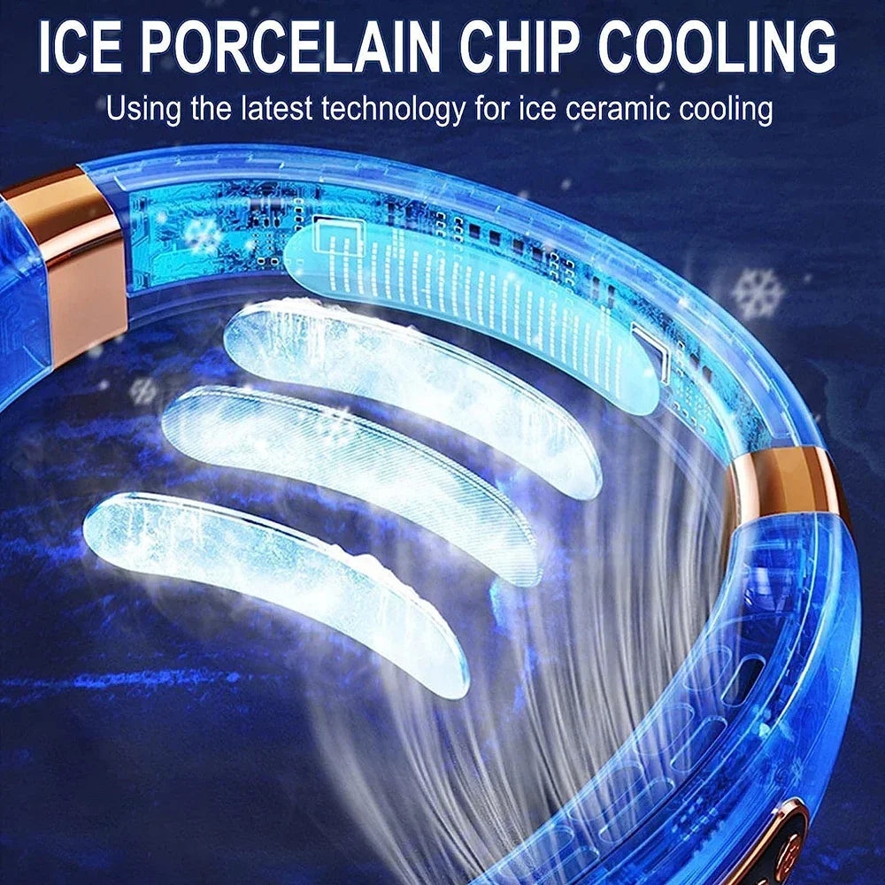 2025 Mini Hanging Neck Fan – Portable Bladeless Rechargeable Air Cooler with Digital Display, Personal Neck Ventilator | Stornfield