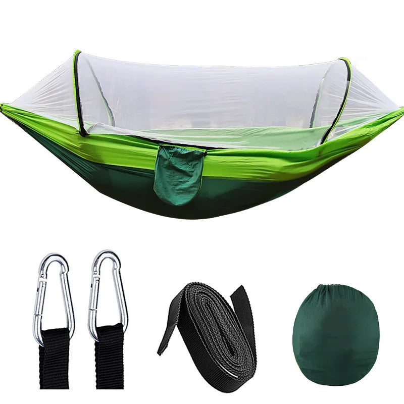 OutdoorRelax Hammock with Mosquito Net and Quick Release – 200 kg Load Capacity | Stornfield