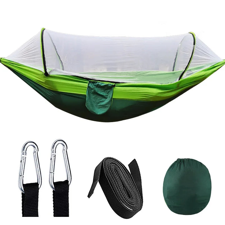 OutdoorRelax Hammock with Mosquito Net and Quick Release – 200 kg Load Capacity | Stornfield