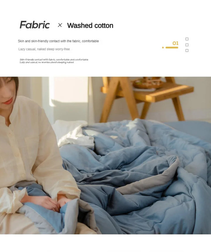 2024 Japanese Cotton-Polyester Summer Quilt – Lightweight, Washable, Skin-Friendly Solid Color Quilt | Stornfield