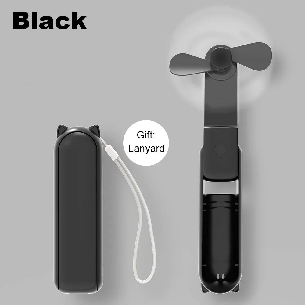 Portable Mini Handheld USB Fan – Rechargeable Folding Pocket Fan with Battery, Cooling Hand Fan and Power Bank Function | Stornfield