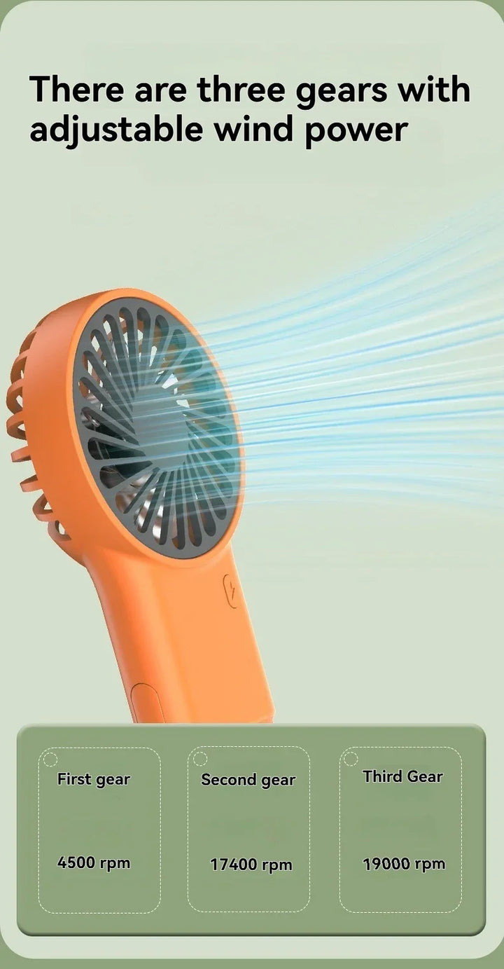 New Foldable USB Rechargeable Mini Fan | Handheld Desktop Fan with Cartoon Design & Hook for Outdoor, Home & Office Use | Stornfield