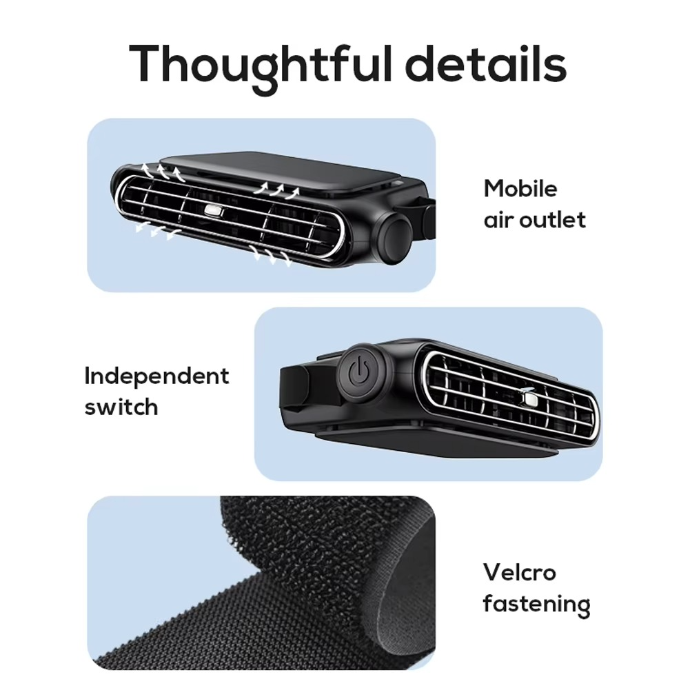 Car Headrest Cooling Fan 3 Speed Adjustable Electric Car Seat Fan 5V/2A Car Rear Backrest Fan Car Interior Accessories | Stornfield