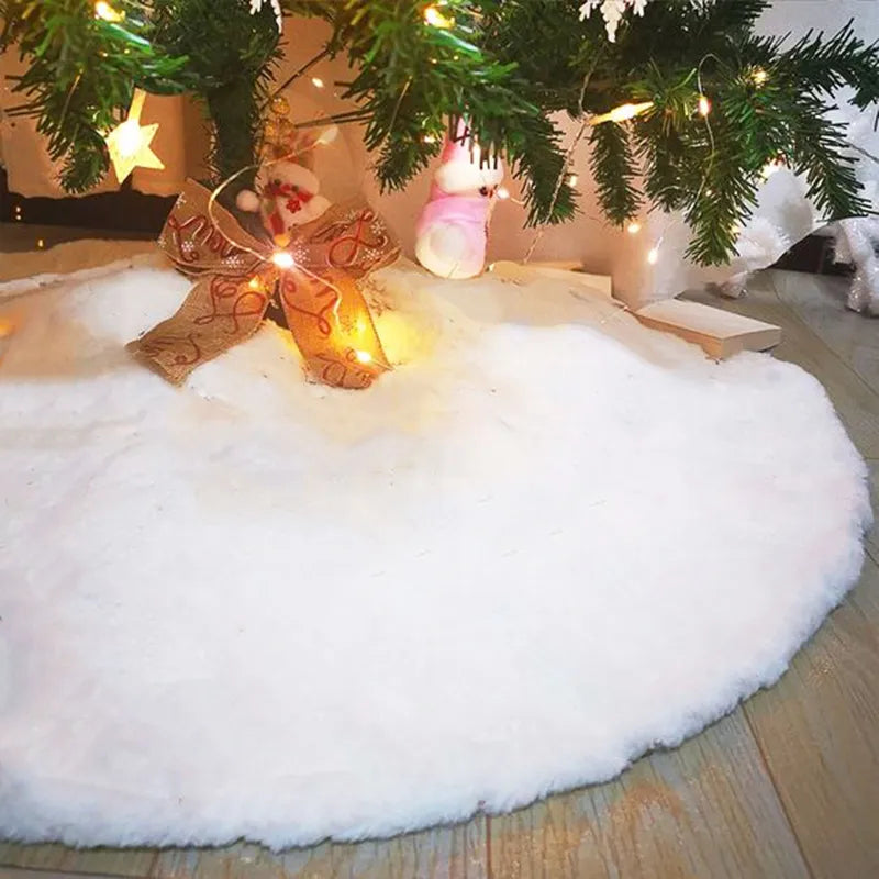 Jupe de sapin de Noël en fausse fourrure blanche en peluche
