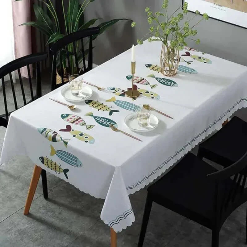 Stornfield | Stain-Resistant Rectangular Tablecloth with Aquatic Design