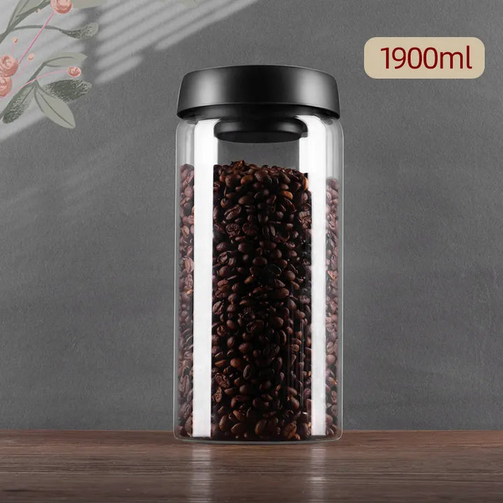 Stornfield | GIANXI Vacuum Sealed Pitcher, Coffee Beans, Glass, Airtight Container, Food, Cereals, Sweets, Storage Container, Kitchen Accessories