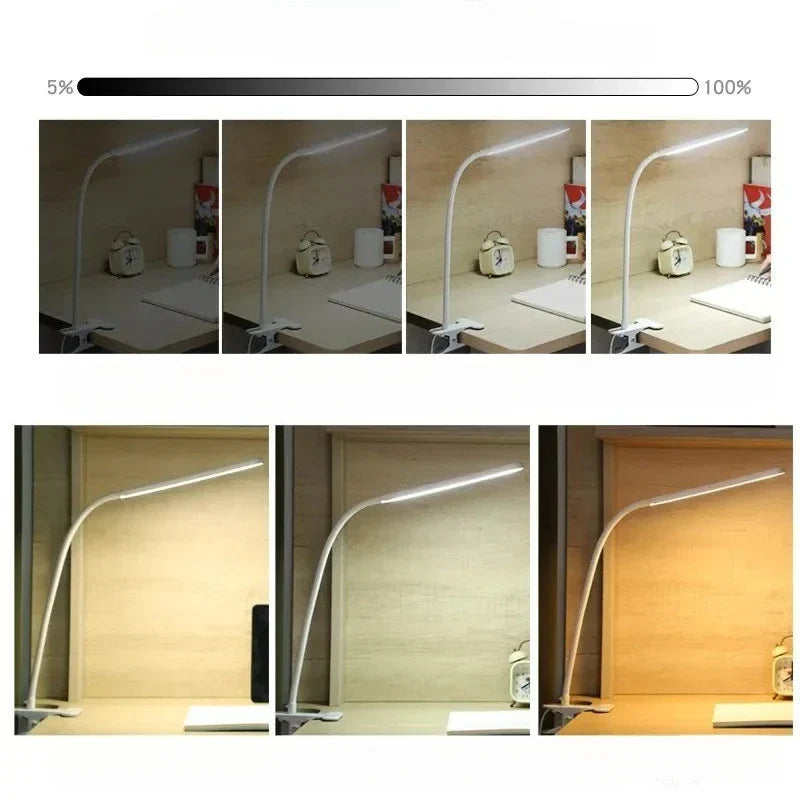 Stornfield | LED Clamp Light LumaFlex | 3 Light Colors & 10 Brightness Levels | USB Operation | Flexible Gooseneck | Eye-Friendly & Dimmable