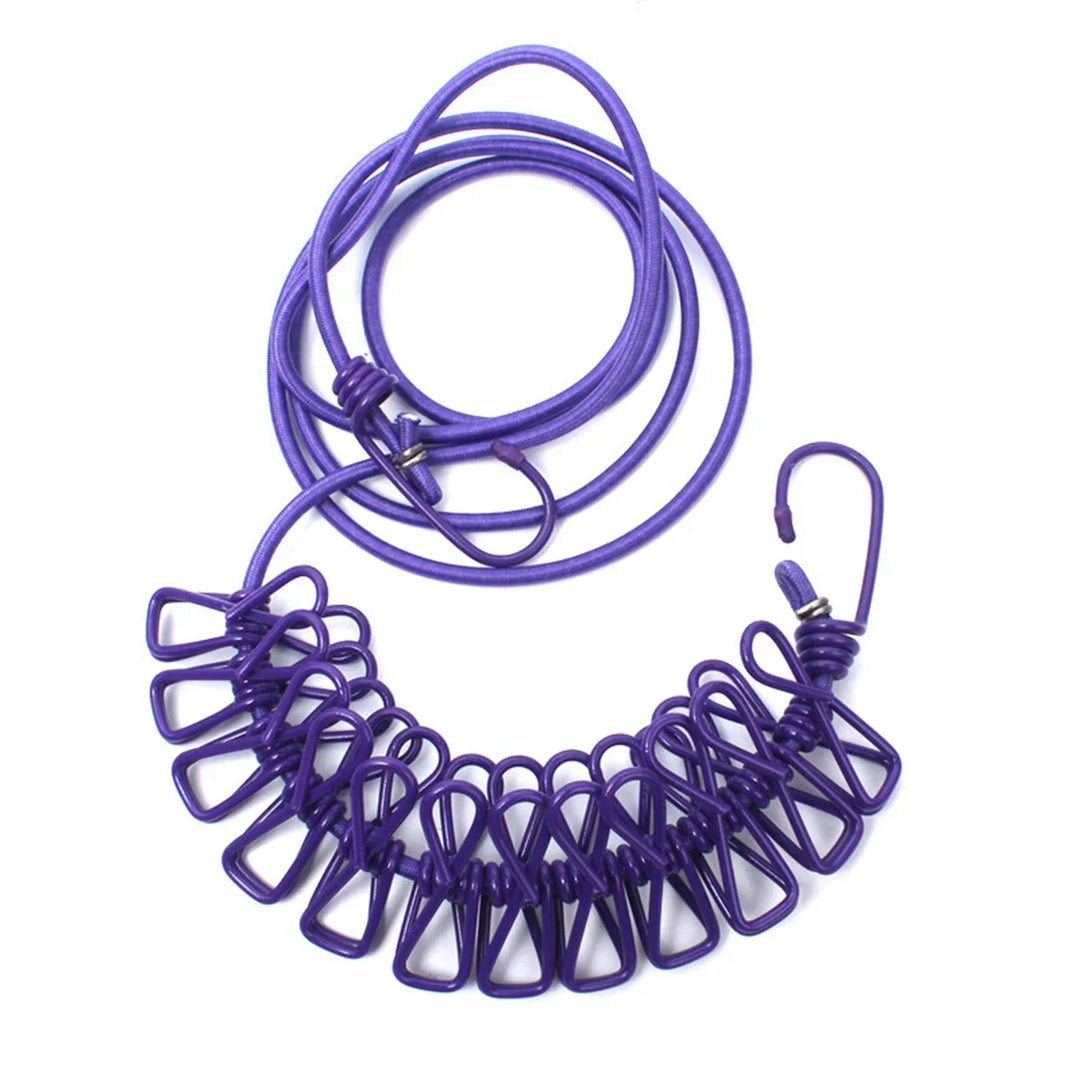 Windproof Non-Slip Elastic Multi-Clip Travel Clothesline | Stornfield
