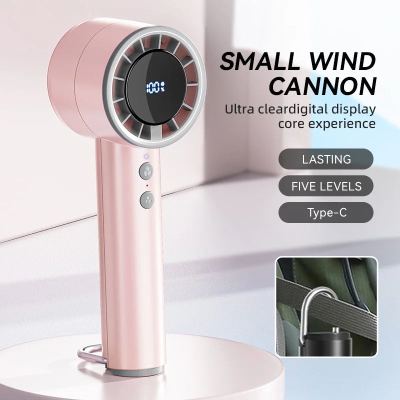 Stornfield | Brisano AirCool Mini Hand Fan with Cooling Function | 5 Speeds | LED Display & USB Charging | Quiet & Portable | For Travel, Office & Outdoor