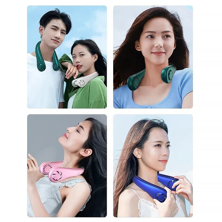 Stay Cool Anywhere with 1PC New Mini Neck Portable Bladeless Hanging Neck Fan - Long Battery Life, Rechargeable, 3-Speed Air Cooler for Summer Sports | Stornfield