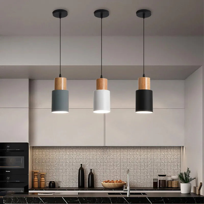 Stornfield | Nordic Metal and Wood LED Pendant Light - Modern Hanging Lamps for Dining Room and Kitchen