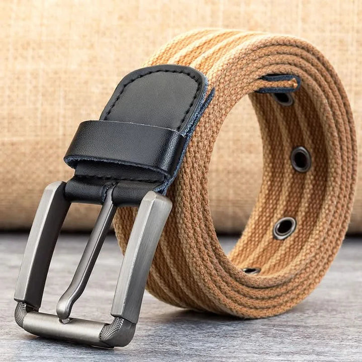 Stornfield | Men’s Canvas Belt – Adjustable Casual Striped Waistband