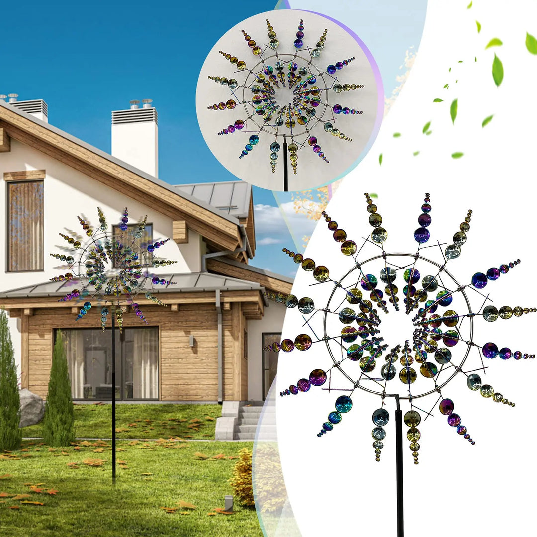 Stornfield | Unique Solar-Powered Kinetic Metal Windmill Spinner - Magical Wind Collectors for Patio, Garden, Lawn Outdoor Decoration