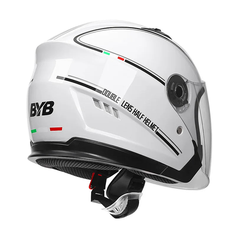Stornfield | Retro 3/4 Open-Face Motorcycle Helmet with Dual Lens – AeroRide