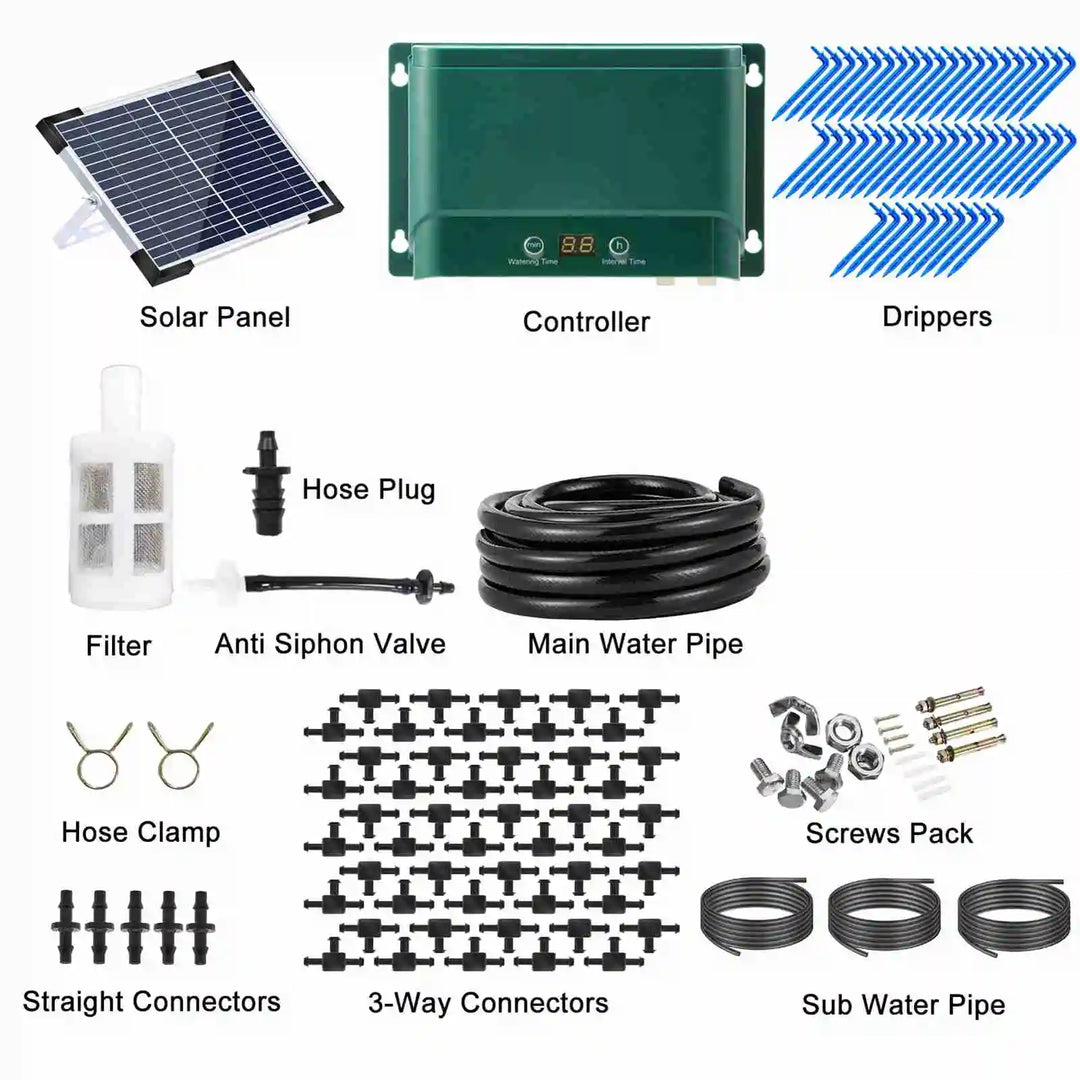 Stornfield | Solar Drip Irrigation System Kit Automatic Watering with 30 Modes & 7 Timers – AquaFlow