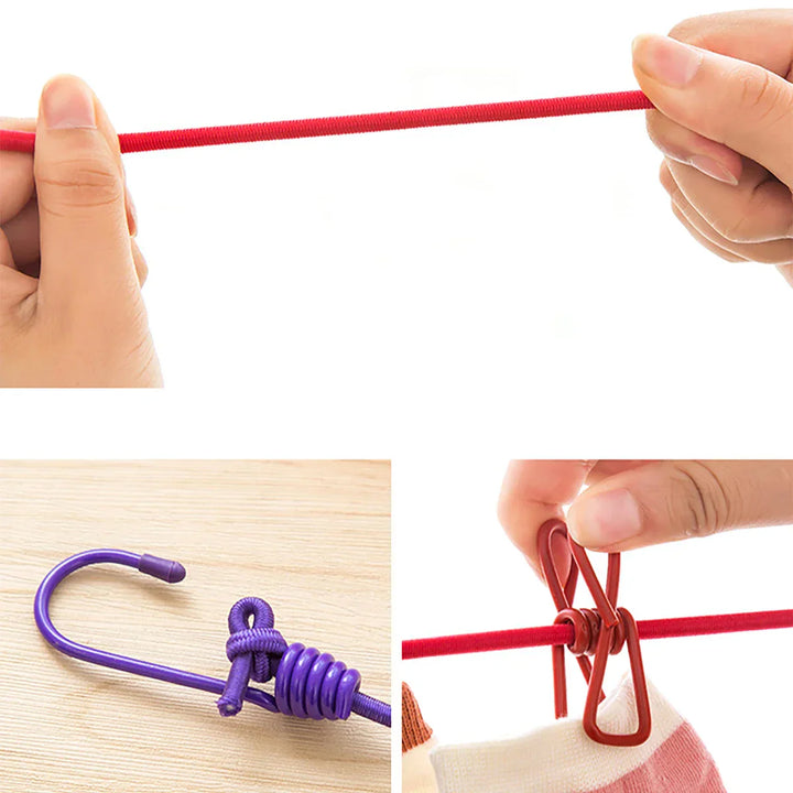 Windproof Non-Slip Elastic Multi-Clip Travel Clothesline | Stornfield