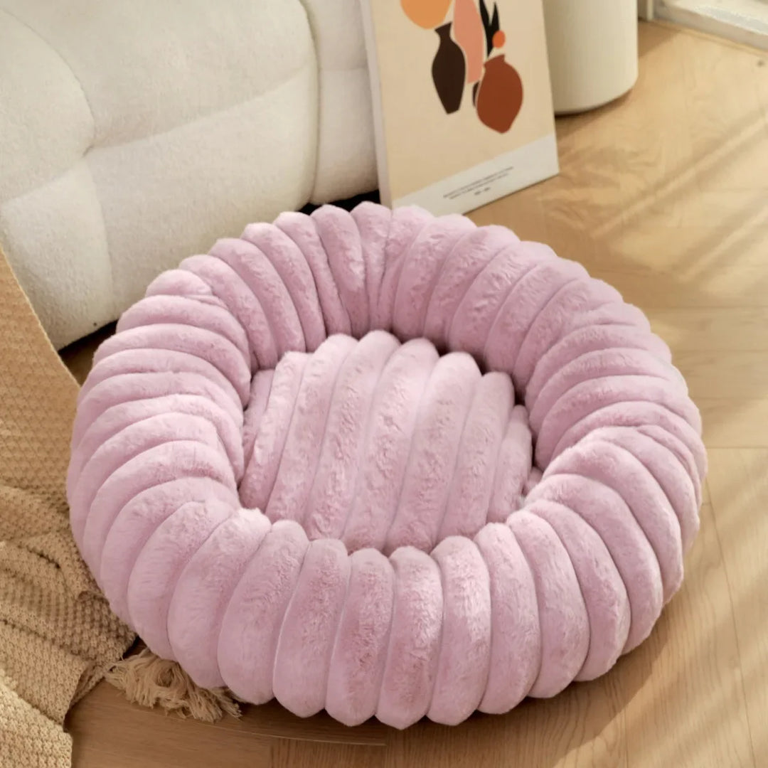 Stornfield round plush donut dog bed with non-slip bottom