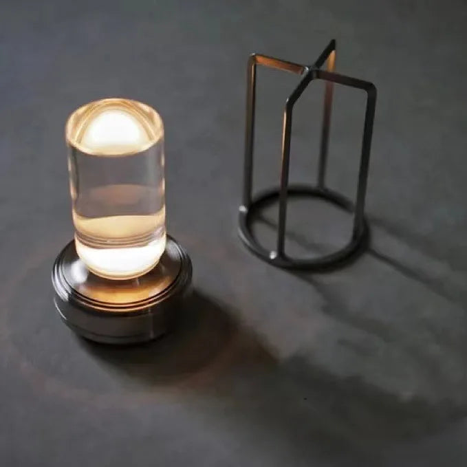 Rechargeable wireless table lamp with crystal glass - Portable LED light for indoor and outdoor areas | Stornfield