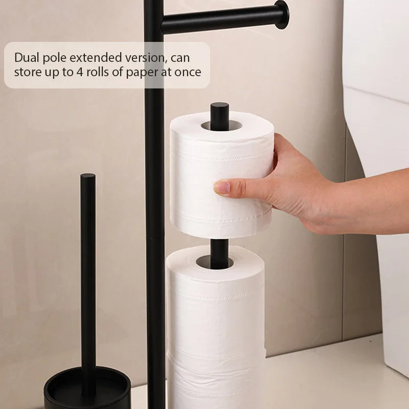 Toilet paper holder with brush & shelf | Stornfield