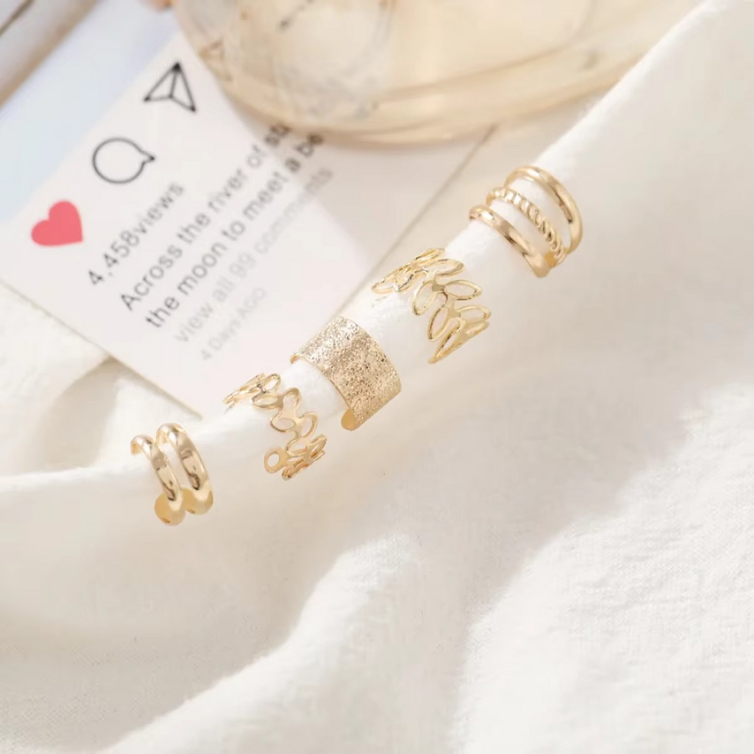 Stornfield | Elegant Gold Leaf Clip-On Ear Cuff Set for Women