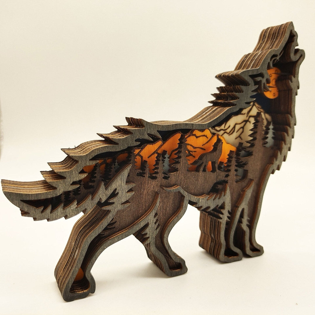 Nightglow Wooden Craft Wolf Decor | Stornfield