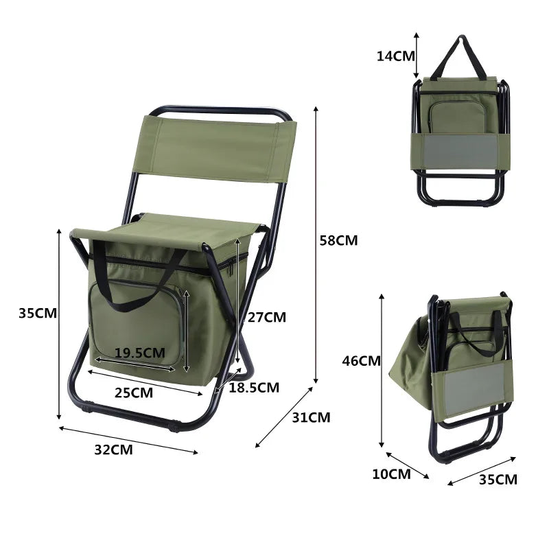 Built-in Cooling Bag Portable Folding Outdoor Stool | Stornfield