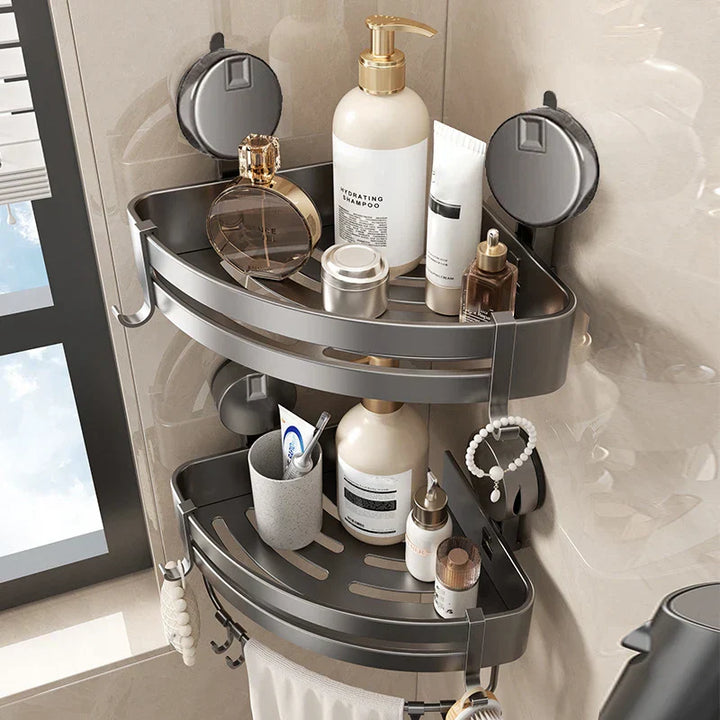 Stornfield | No-Drill Suction Powered Corner Bathroom Organizer
