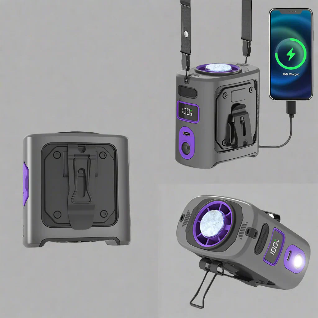 8000mAh Portable Cooling Hip Fan with Power Bank & LED Light – FrostBreeze | Stornfield