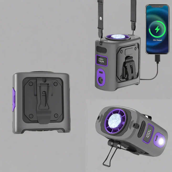 8000mAh Portable Cooling Hip Fan with Power Bank & LED Light – FrostBreeze | Stornfield