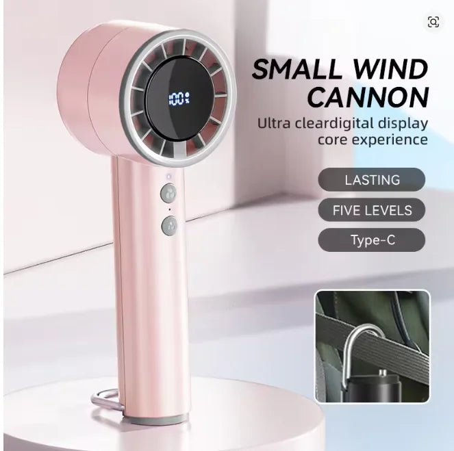 Silent High-Speed USB Handheld Fan – Portable Small Fan with LED Display, High Wind Power, and Cooling Air Conditioner Function | Stornfield