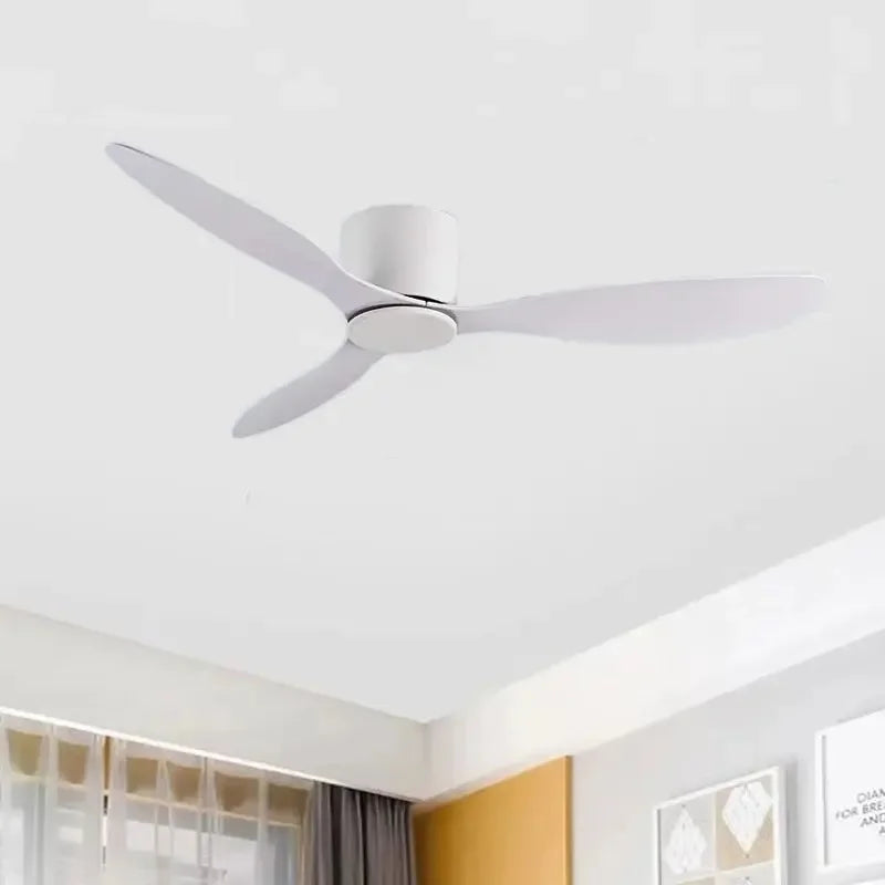 42-52 Inch Ceiling Fans with DC Motor — Remote Control Low Floor Cooling Fans, No Light, White Wood & Black Options | Stornfield