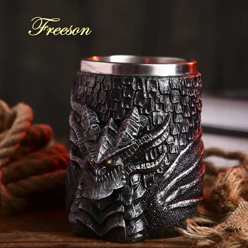 Stornfield | Medieval Dragon Stainless Steel Resin Mug as Coffee Mug or Tea Mug