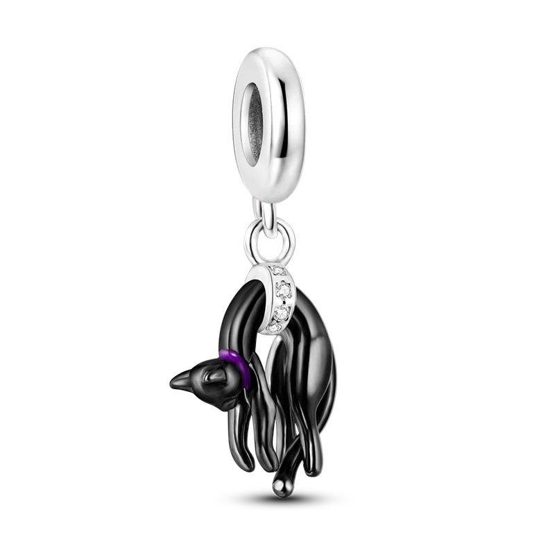 Stornfield | 925 Sterling Silver Charms, Leopard Gold Beads, Colorful Chameleon Rhino Lion Beetle Cat Pendant Compatible with Original Pandora Bracelet Jewelry