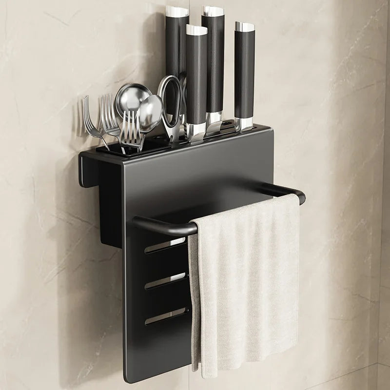 ChefSpace Wall-mounted Knife Holder with Cutting Board Storage – Stainless Steel Stornfield
