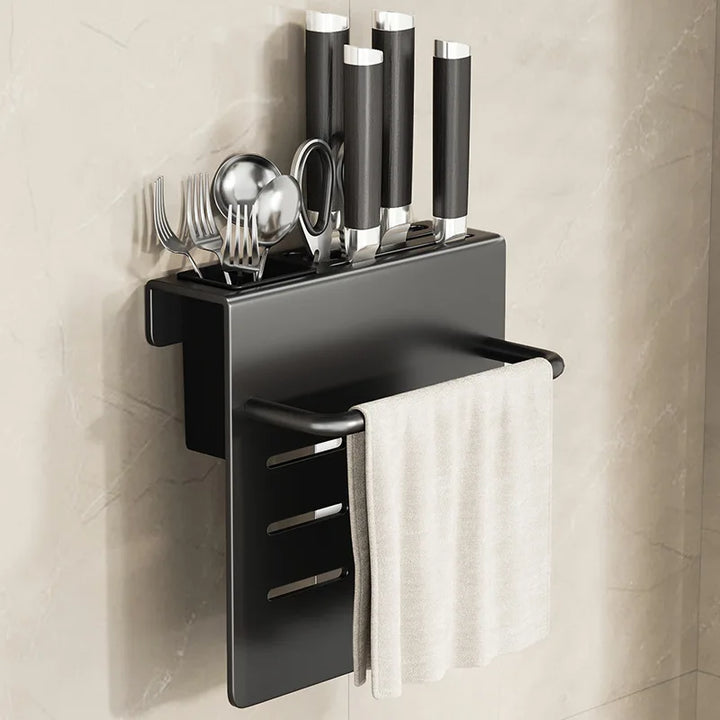 ChefSpace Wall-mounted Knife Holder with Cutting Board Storage – Stainless Steel Stornfield