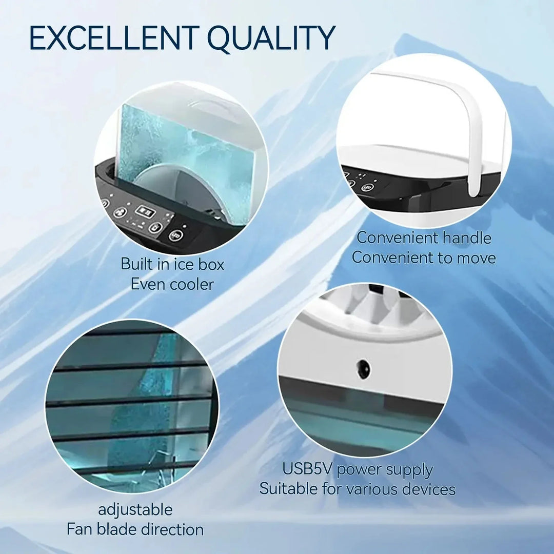 Portable Mini Air Conditioner – 3-Speed Small AC Unit with 900ML Water Tank, Electric Fan and Humidifier for Bedroom & Office | Stornfield