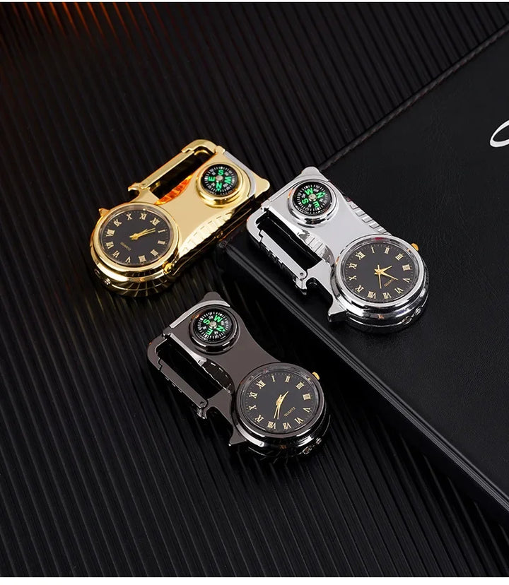 4in1 Windproof Metal Butane Compass Watch Keychain Lighter | Stornfield