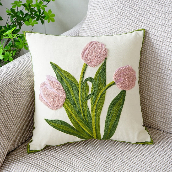 Embroidered Tulip Cushion Cover | Stornfield