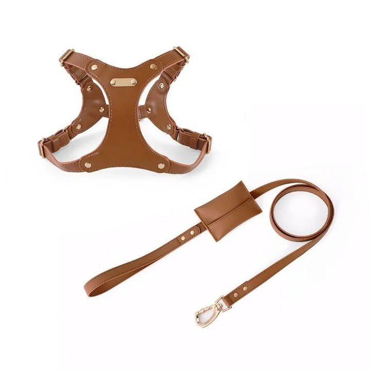 Adjustable Leather Dog Harness with Custom Engraving Stornfield