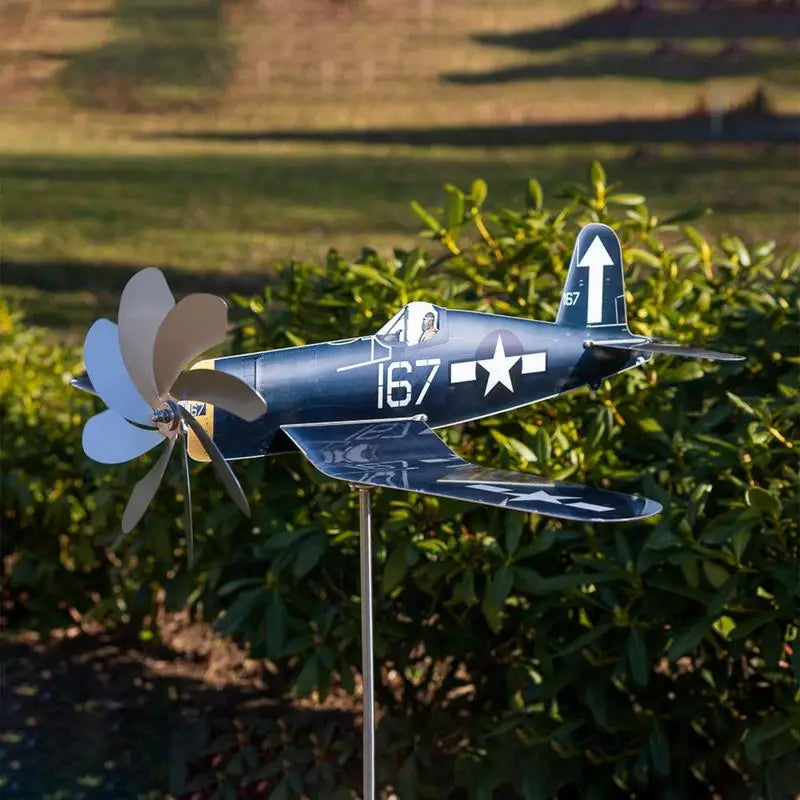 Stornfield | Wind Spinner AeroTwist | Airplane Garden Windmill made of Stainless Steel | Weatherproof & rotating in the wind | For Garden, Terrace & Balcony